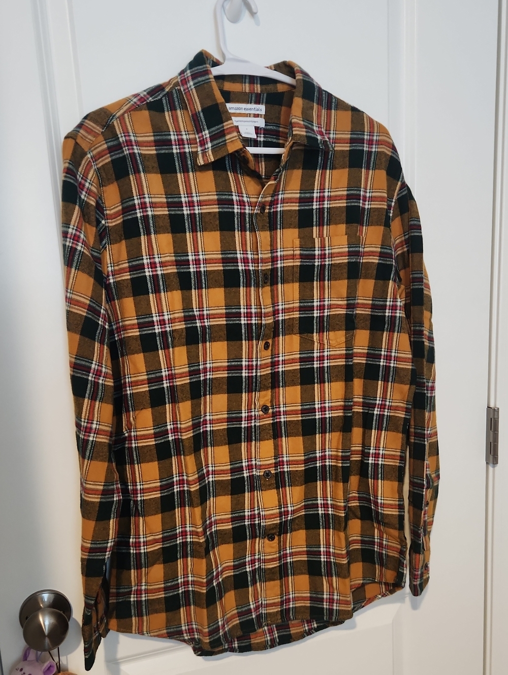 Men's Mustard Plaid Button-Down Shirt by Amazon Essentials